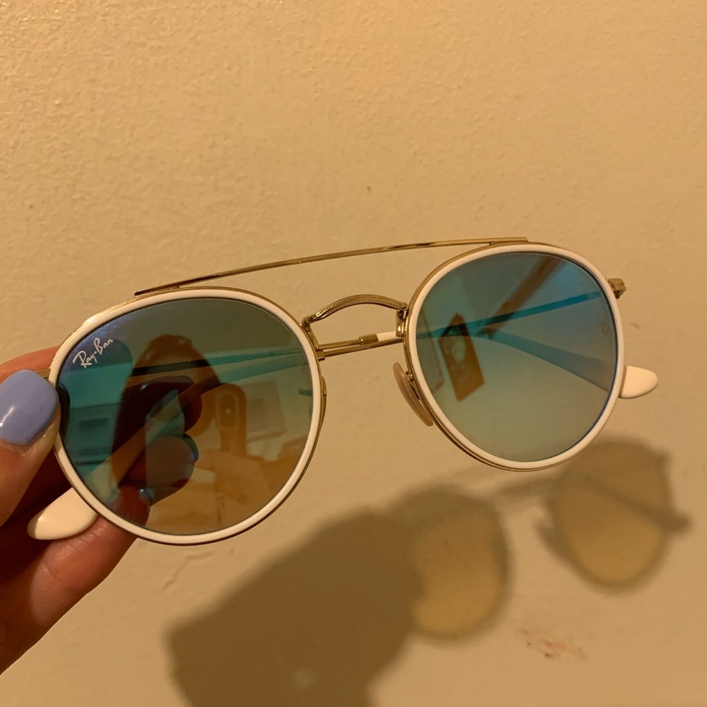 Ray-ban white double bridge blue lens sunglasses